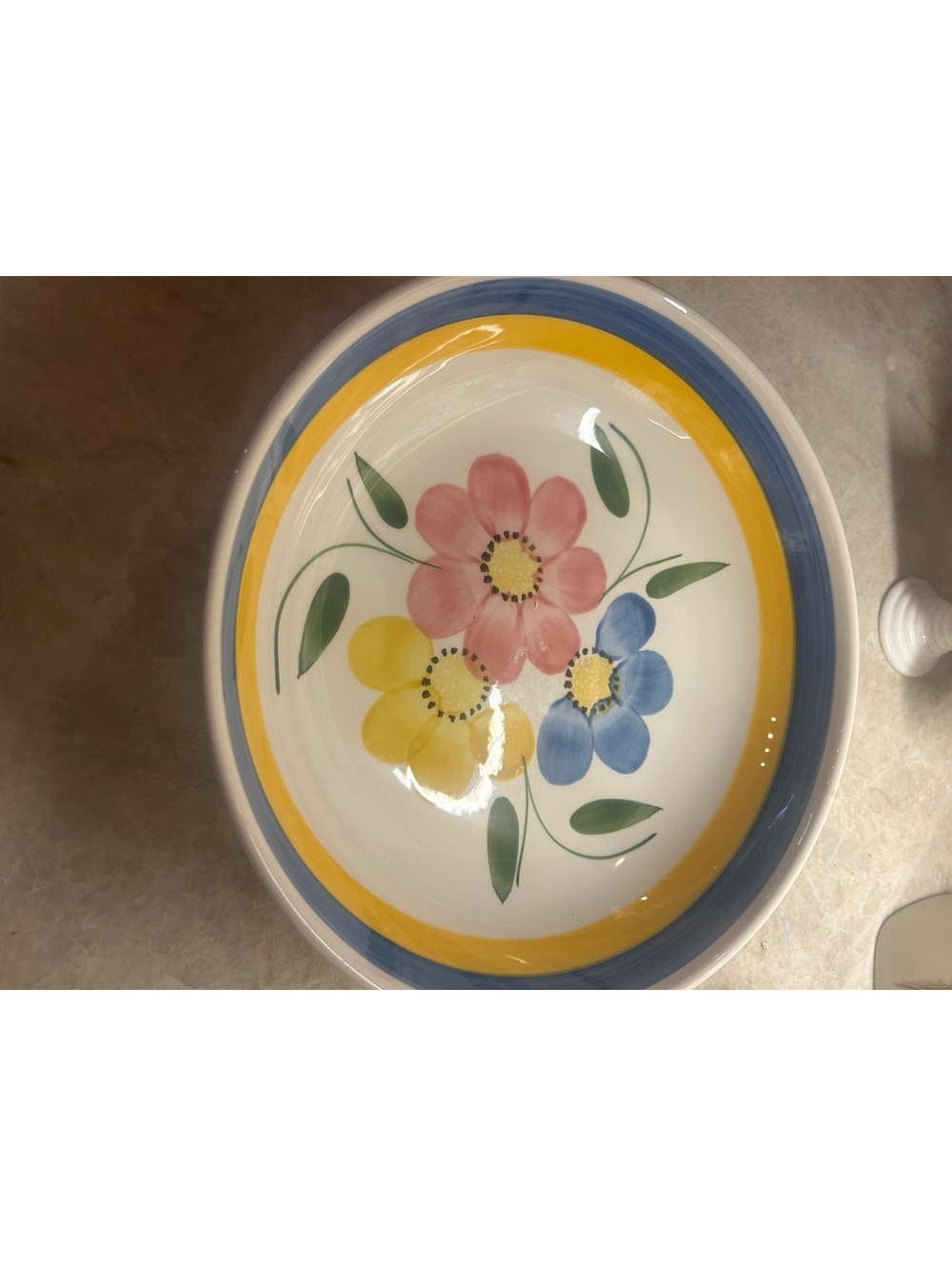 Vintage Hand-Painted Italian Ironstone 13” Floral Ceramic Pasta Serving Bowl